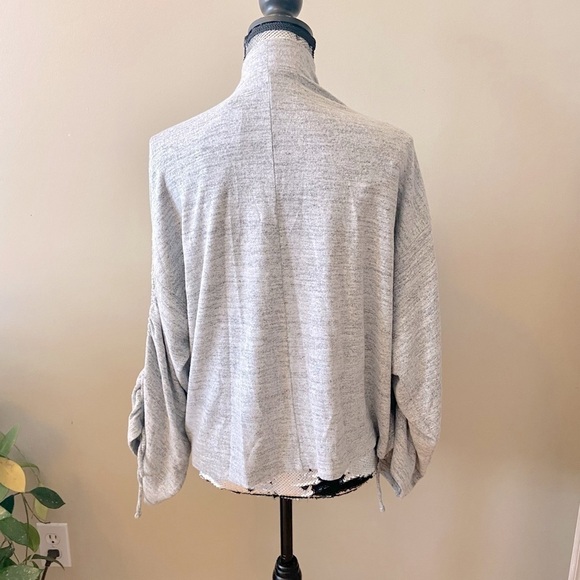 GAP Open Front Cardigan Sweater Tie Sleeves | Heathered Grey | NWT | Size Small - Picture 6 of 11